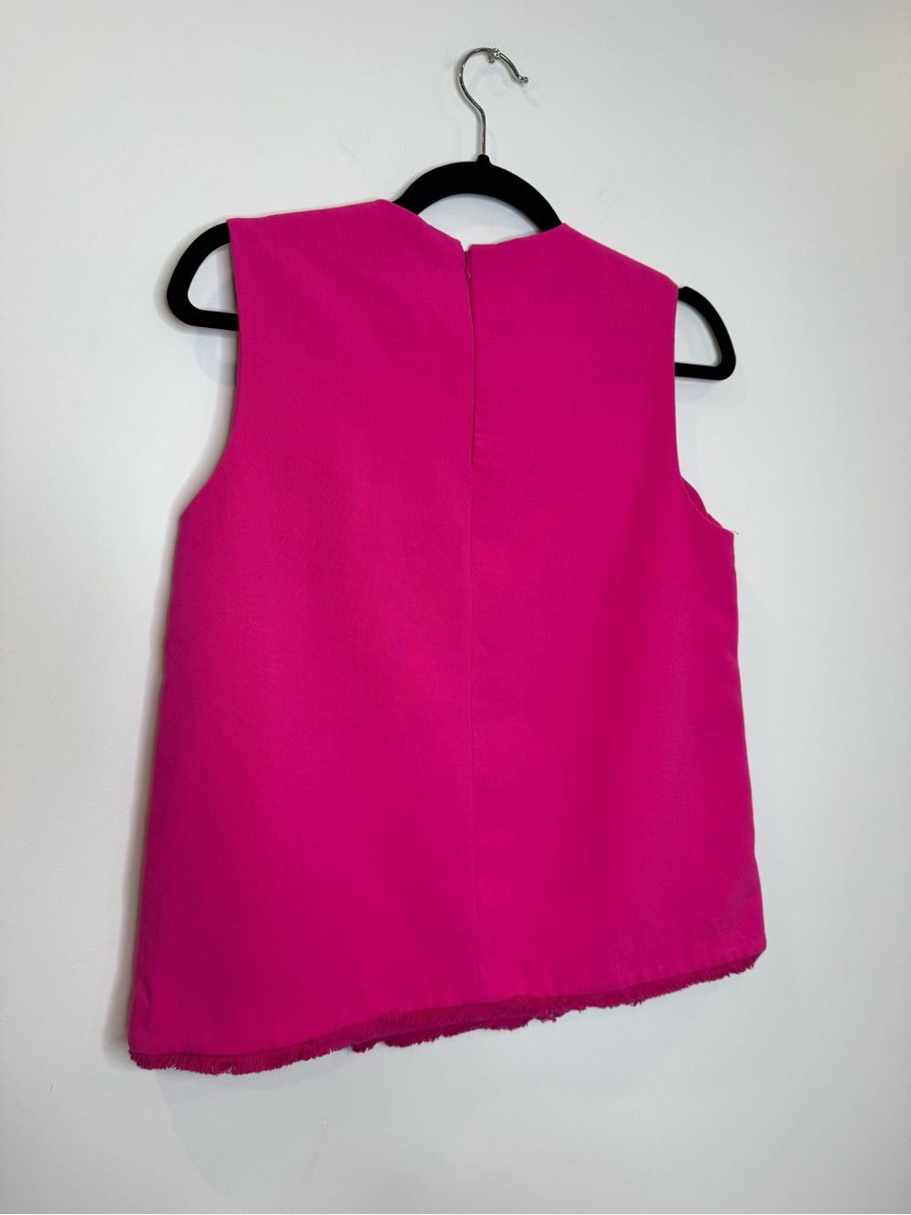 Victoria Beckham Target Sleeveless Hot Pink Shell Top fringe bottom sz small - Picture 6 of 7